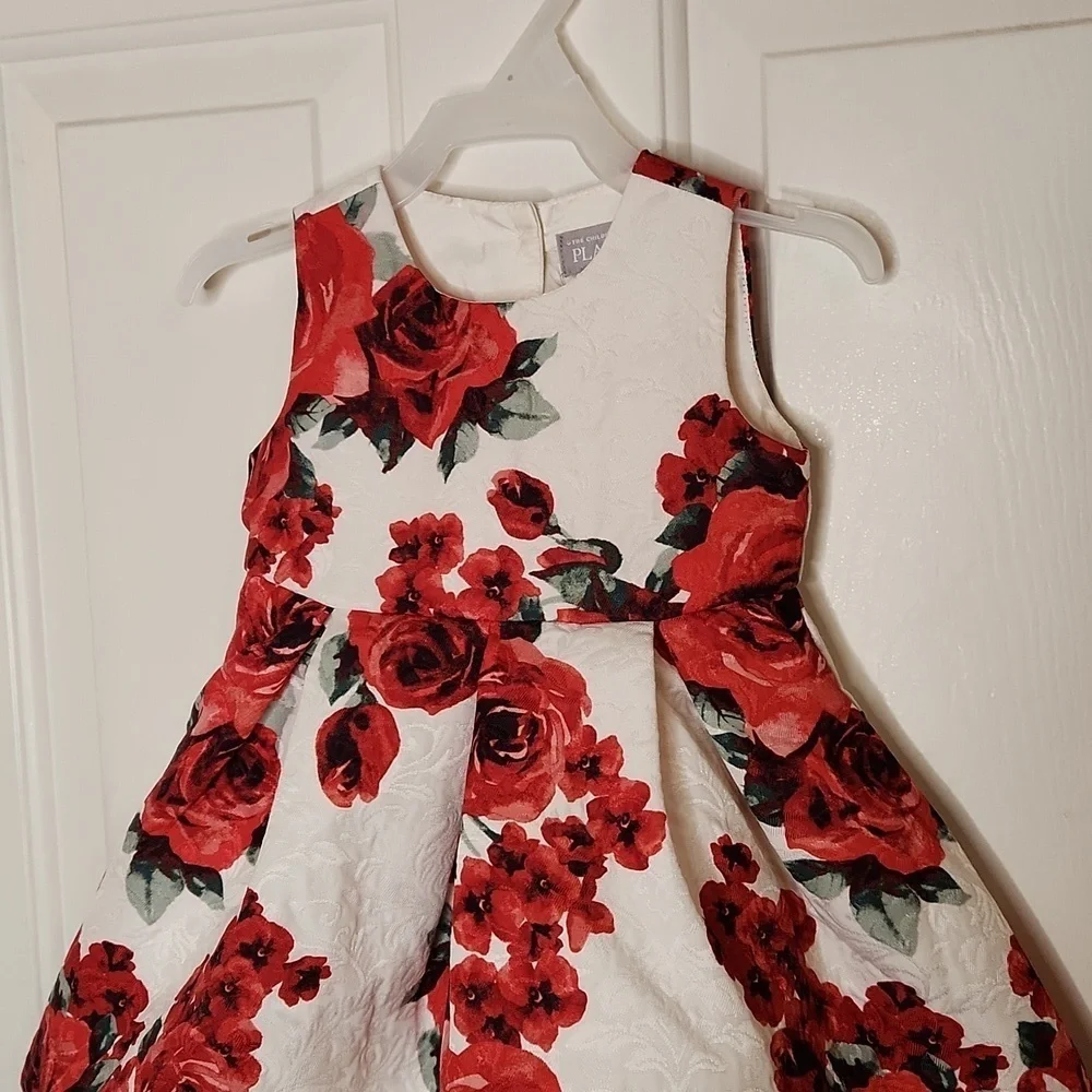 The Children's Place Cream Red Floral Dress Size 12-18M